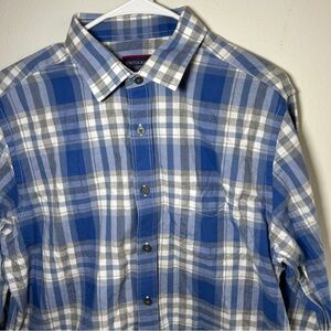UNTUCKit Men's Shirt Size Large Blue Plaid Check Slim Fit Long Sleeve